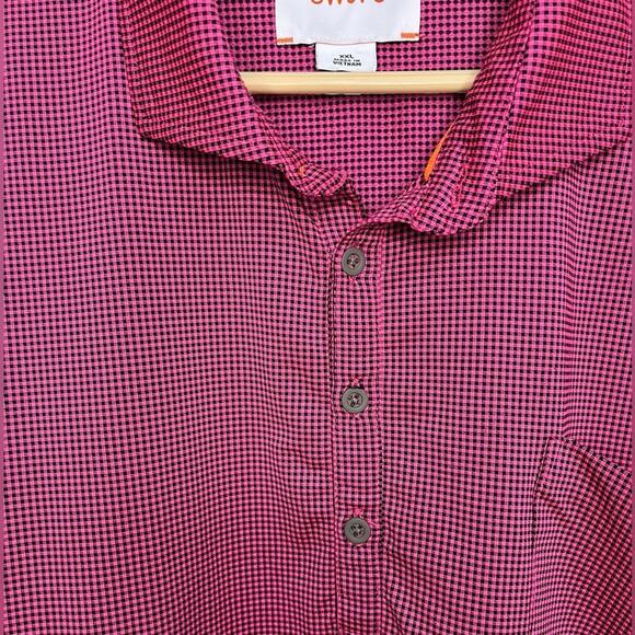 RARE SWIMS Pink Checked Polo Golf Tennis Short Sleeve Shirt Size XXLarge - Picture 4 of 9